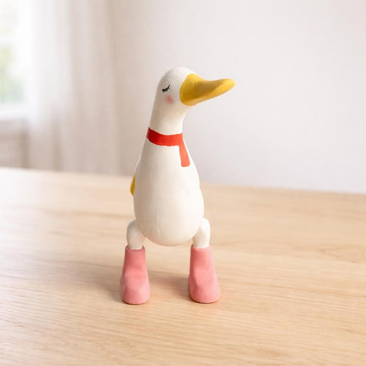 Wooden Goose Figurine for Desk or Shelf Decor
