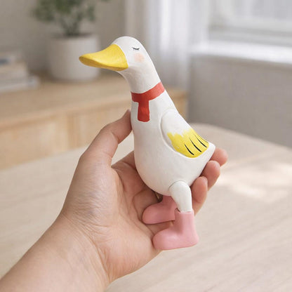 Wooden Goose Figurine for Desk or Shelf Decor